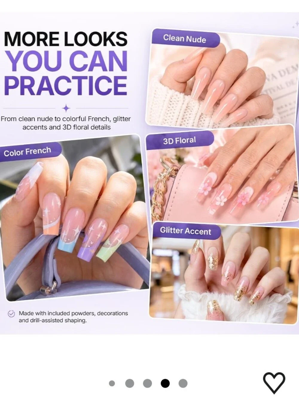 Acrylic Nail Kit for Beginners: Professional Acrylic Powder and Liquid UV Lamp